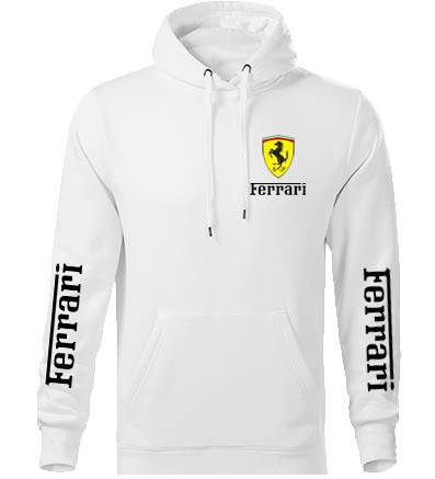 Mikina s kapucňou Ferrari, biela 3